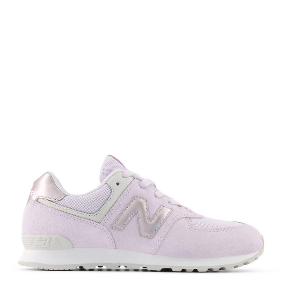 New Balance Childrens/Kids 574 Suede Sneakers / Sweet Taro/Pink Salt